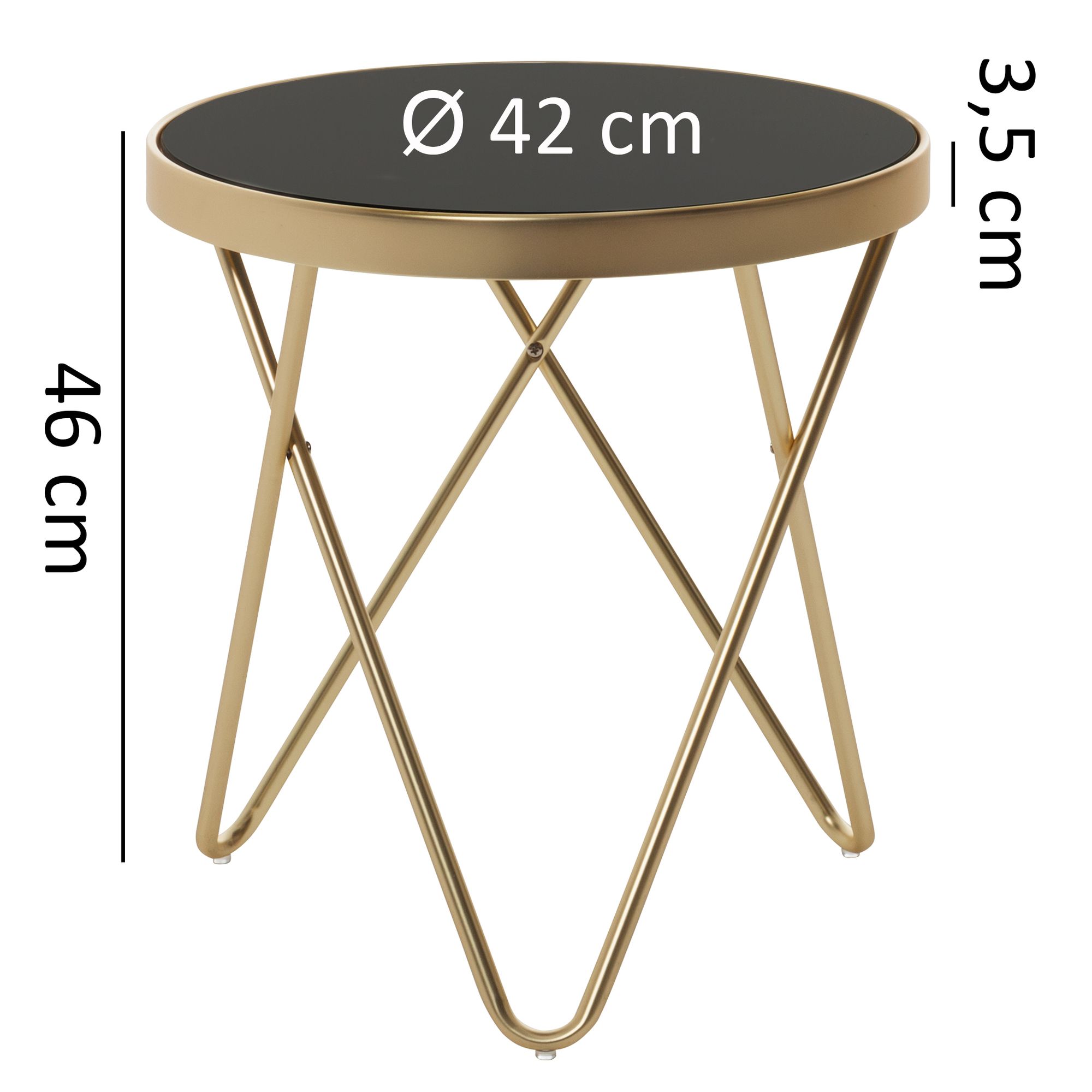 FineBuy Beistelltisch PARMA Glas Metall Ø 42 cm Wohnzimmertisch Couchtisch Tisch – Ansicht 2