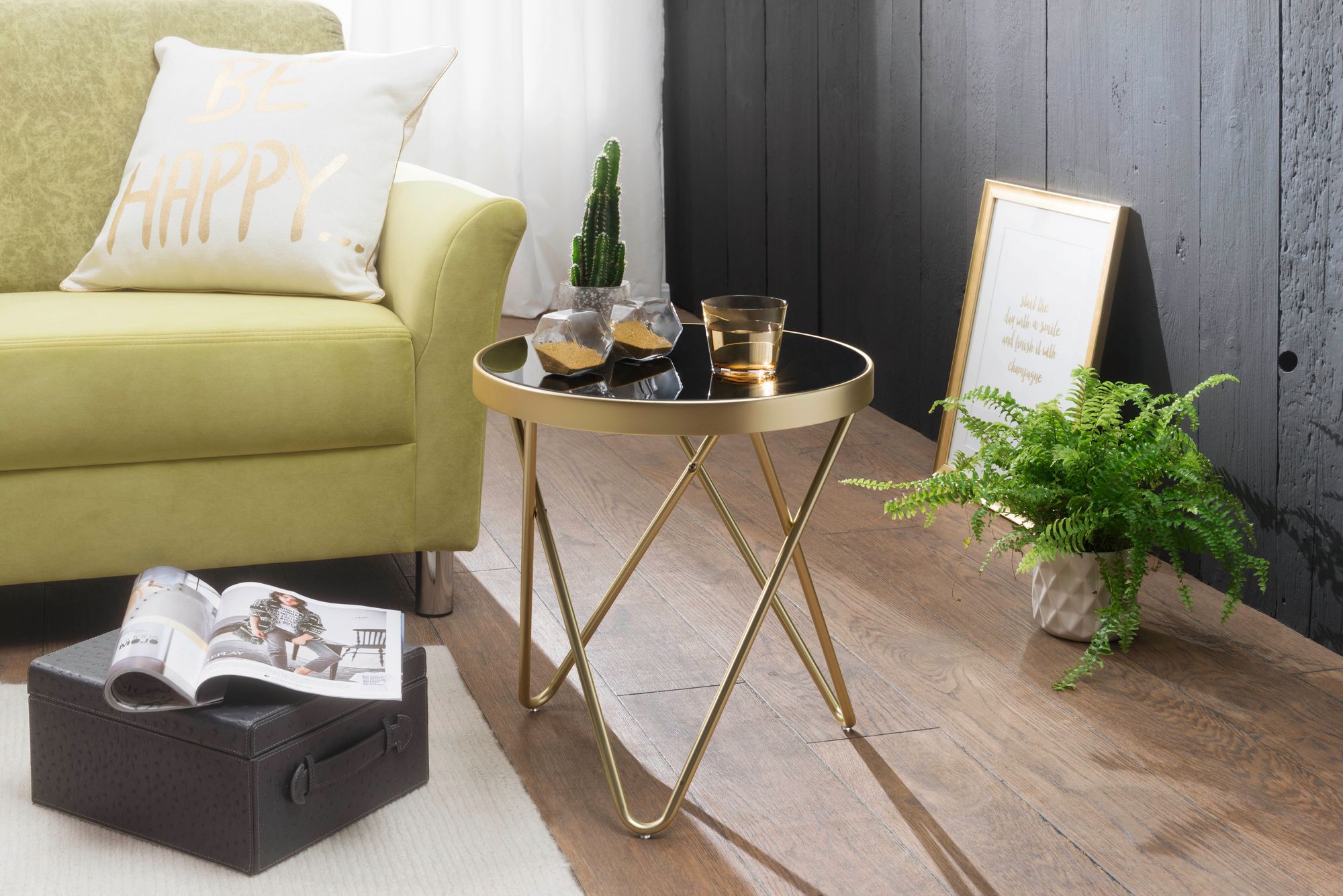FineBuy Beistelltisch PARMA Glas Metall Ø 42 cm Wohnzimmertisch Couchtisch Tisch – Ansicht 3