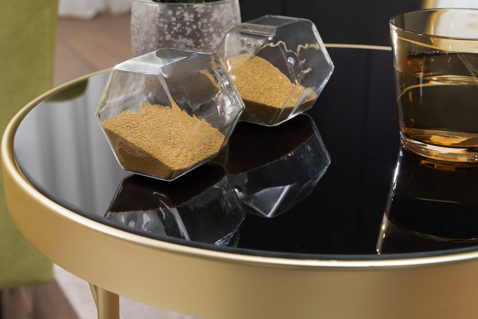 FineBuy Beistelltisch PARMA Glas Metall Ø 42 cm Wohnzimmertisch Couchtisch Tisch – Ansicht 4
