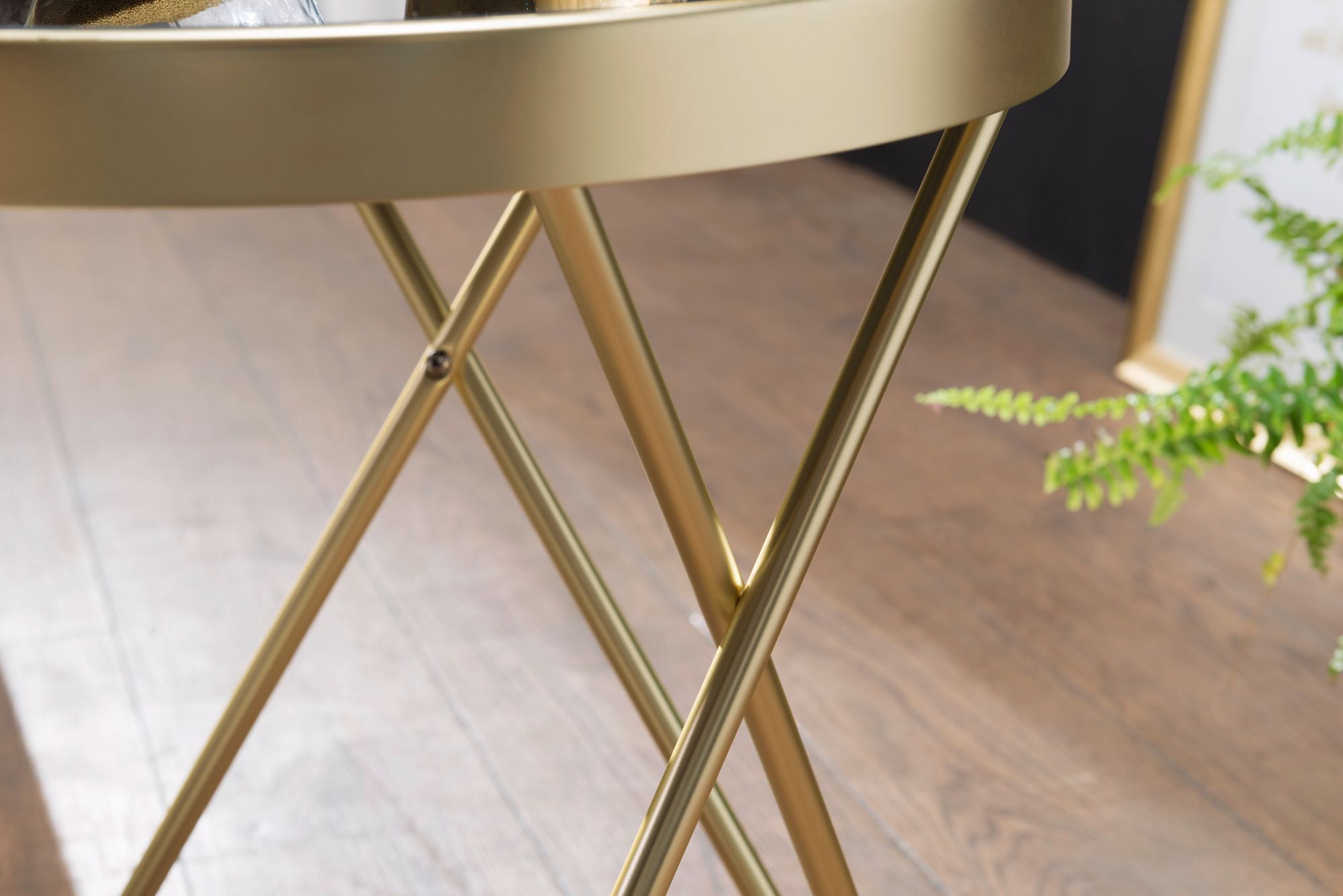 FineBuy Beistelltisch PARMA Glas Metall Ø 42 cm Wohnzimmertisch Couchtisch Tisch – Ansicht 5