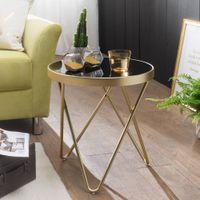 FineBuy Beistelltisch PARMA Glas Metall Ø 42 cm Wohnzimmertisch Couchtisch Tisch – Ansicht 1