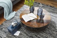 Couchtisch FineBuy Sofatisch 70 cm Tisch Holz Massiv Metall Wohnzimmertisch – Ansicht 4