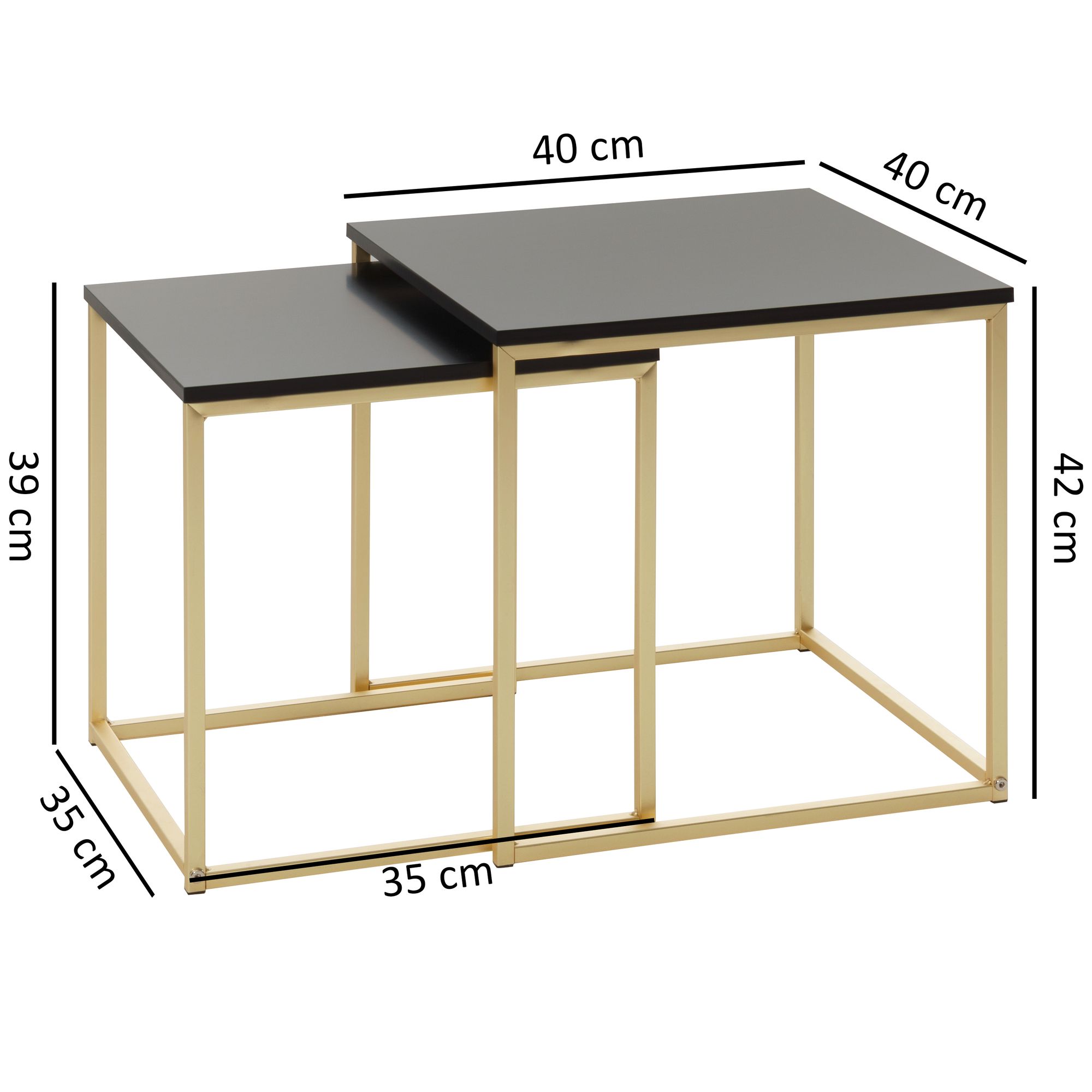 FineBuy Satztisch CHUR Ablagetisch Beistelltisch Metall/MDF Couchtisch 2er Set – Ansicht 3