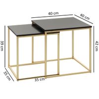FineBuy Satztisch CHUR Ablagetisch Beistelltisch Metall/MDF Couchtisch 2er Set – Ansicht 3