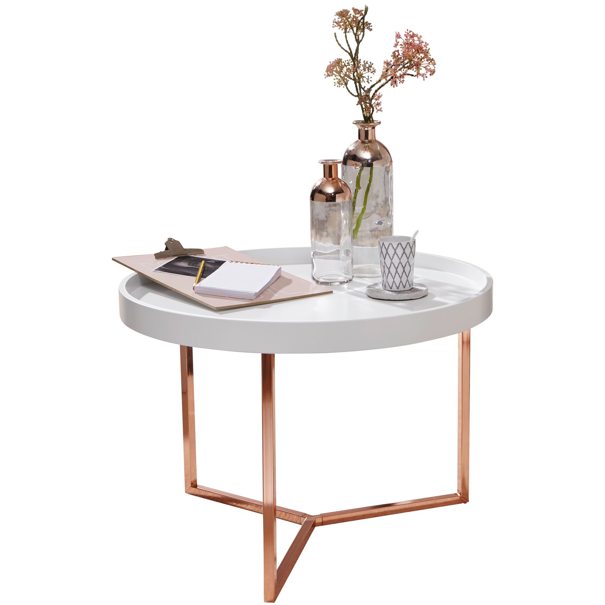 FineBuy Couchtisch JESI Sofatisch rund Tabletttisch Beistelltisch Retro Metall – Ansicht 6