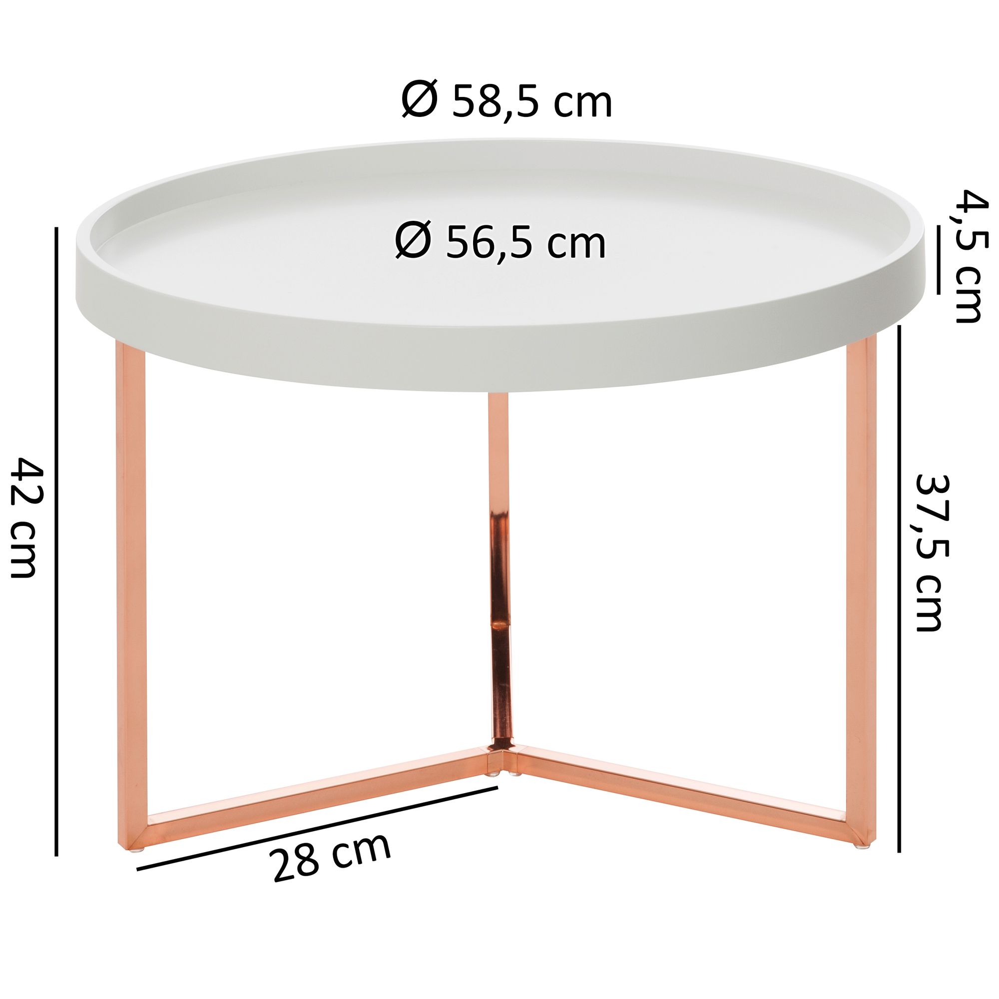 FineBuy Couchtisch JESI Sofatisch rund Tabletttisch Beistelltisch Retro Metall – Ansicht 3