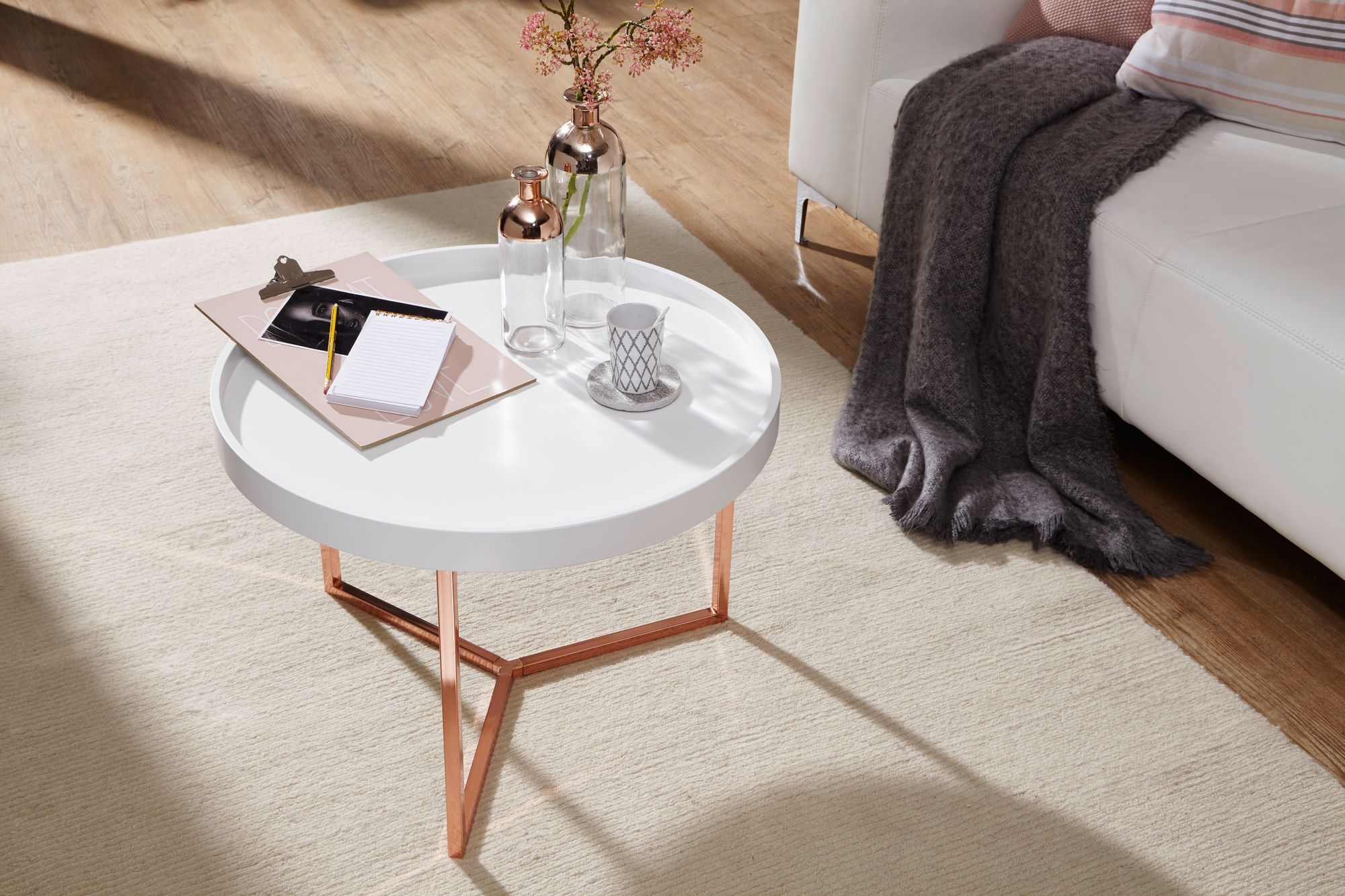 FineBuy Couchtisch JESI Sofatisch rund Tabletttisch Beistelltisch Retro Metall – Ansicht 4