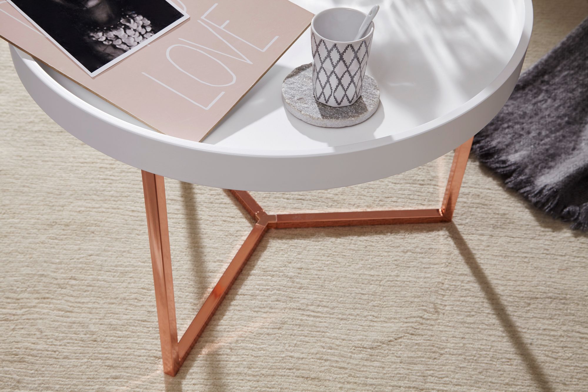FineBuy Couchtisch JESI Sofatisch rund Tabletttisch Beistelltisch Retro Metall – Ansicht 5