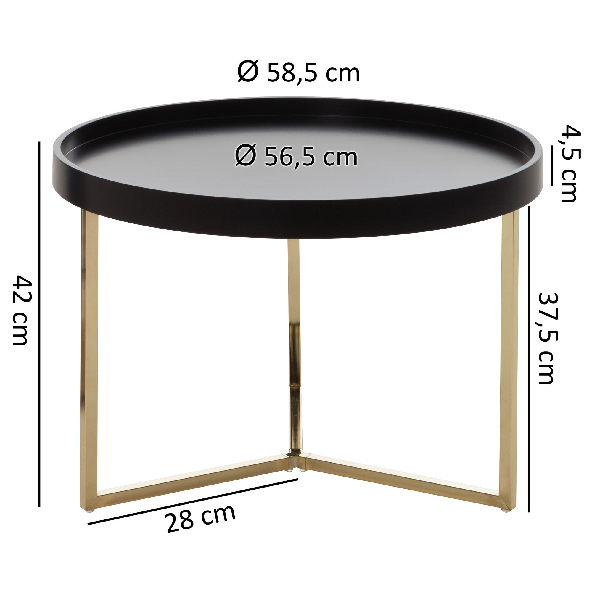 FineBuy Couchtisch JESI Sofatisch rund Tabletttisch Beistelltisch Retro Metall – Ansicht 3