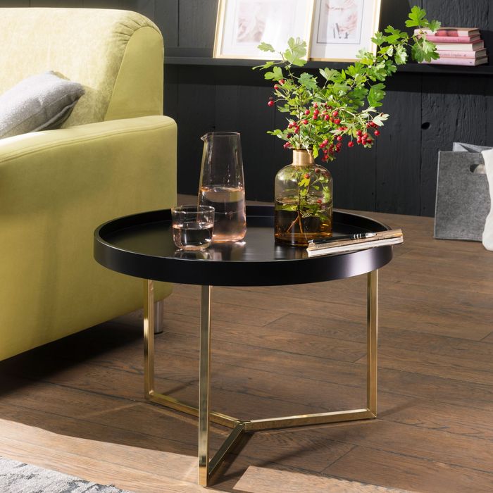 FineBuy Couchtisch JESI Sofatisch rund Tabletttisch Beistelltisch Retro Metall