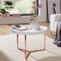 FineBuy Couchtisch JESI Sofatisch rund Tabletttisch Beistelltisch Retro Metall – Ansicht 1