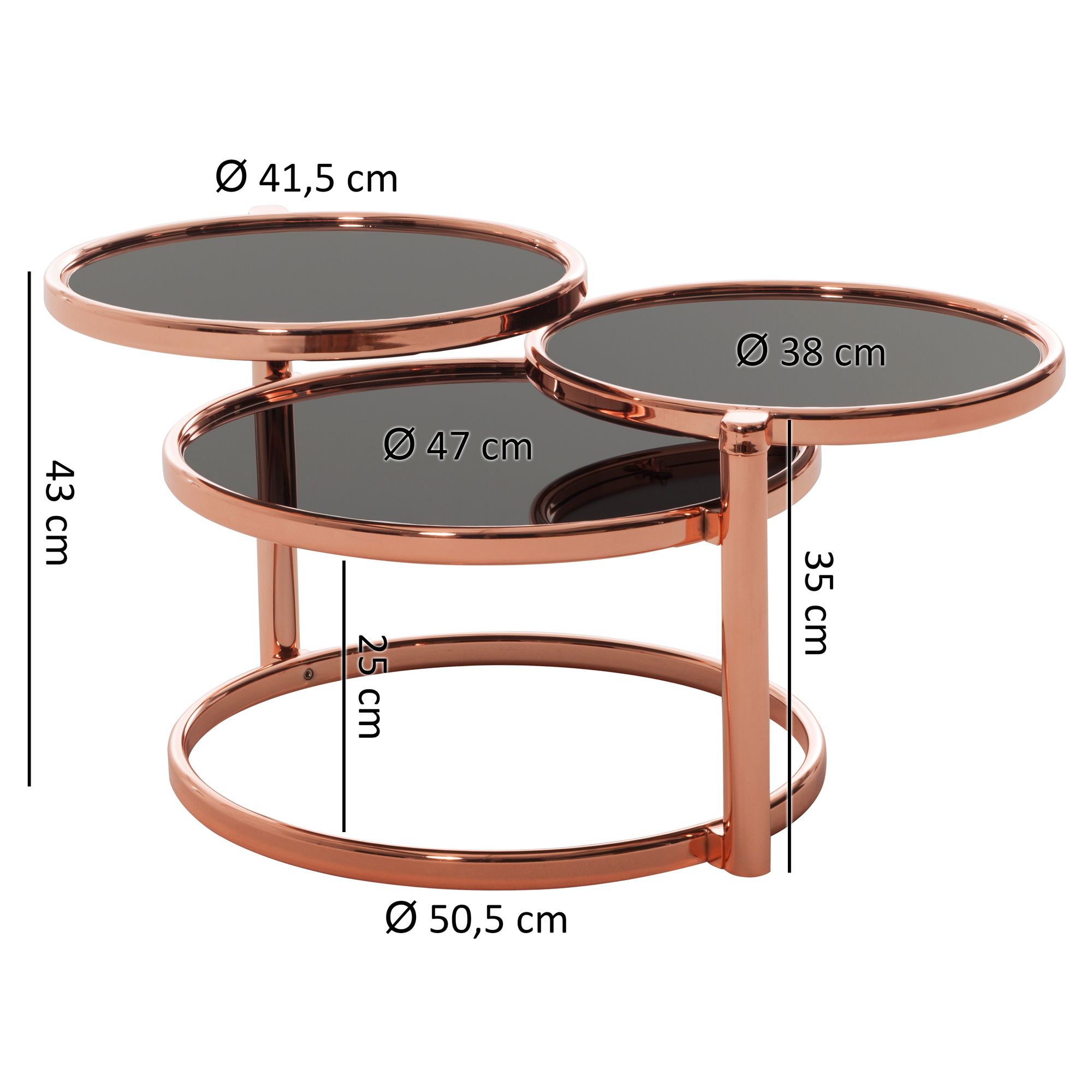 FineBuy Couchtisch mit 3 Tischplatten 58 x 43 x 58 cm, Beistelltisch rund, Design Wohnzimmertisch Glas / Metall, Designer Glastisch Sofatisch modern, Kleiner Loungetisch | Farbe: Gold FineBuy Couchtisch mit 3 Tischplatten 58 x 43 x 58 cm, Beistelltisch rund, Design Wohnzimmertisch Glas / Metall, Designer Glastisch Sofatisch modern, Kleiner Loungetisch | Farbe: Gold