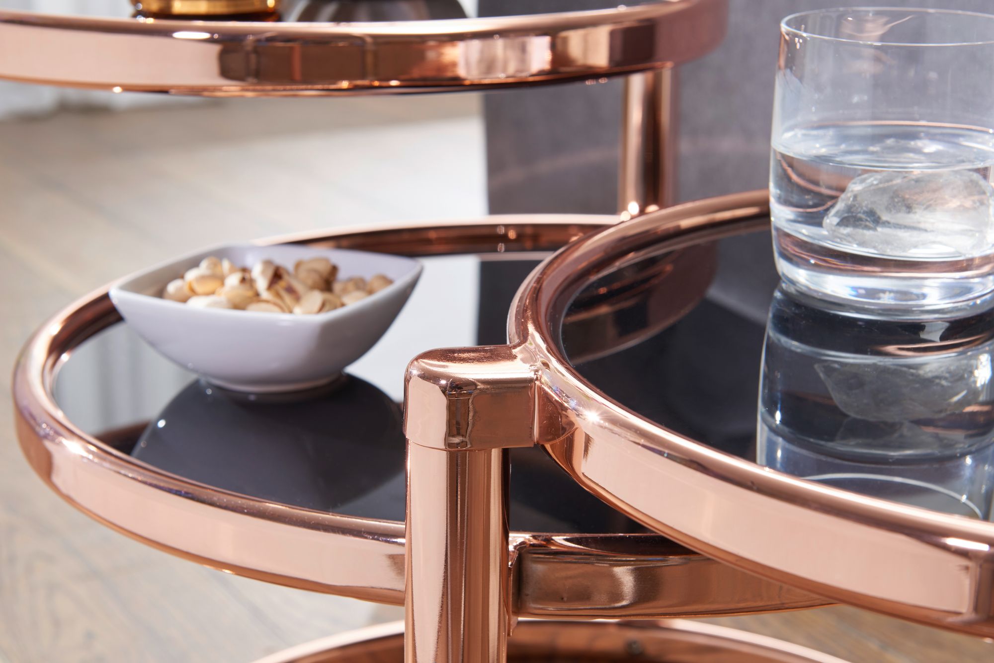 FineBuy Couchtisch mit 3 Tischplatten 58 x 43 x 58 cm, Beistelltisch rund, Design Wohnzimmertisch Glas / Metall, Designer Glastisch Sofatisch modern, Kleiner Loungetisch | Farbe: Gold FineBuy Couchtisch mit 3 Tischplatten 58 x 43 x 58 cm, Beistelltisch rund, Design Wohnzimmertisch Glas / Metall, Designer Glastisch Sofatisch modern, Kleiner Loungetisch | Farbe: Gold
