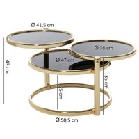 FineBuy Couchtisch Metall Glas Beistelltisch Wohnzimmertisch Sofatisch 58cm Rund – Ansicht 3