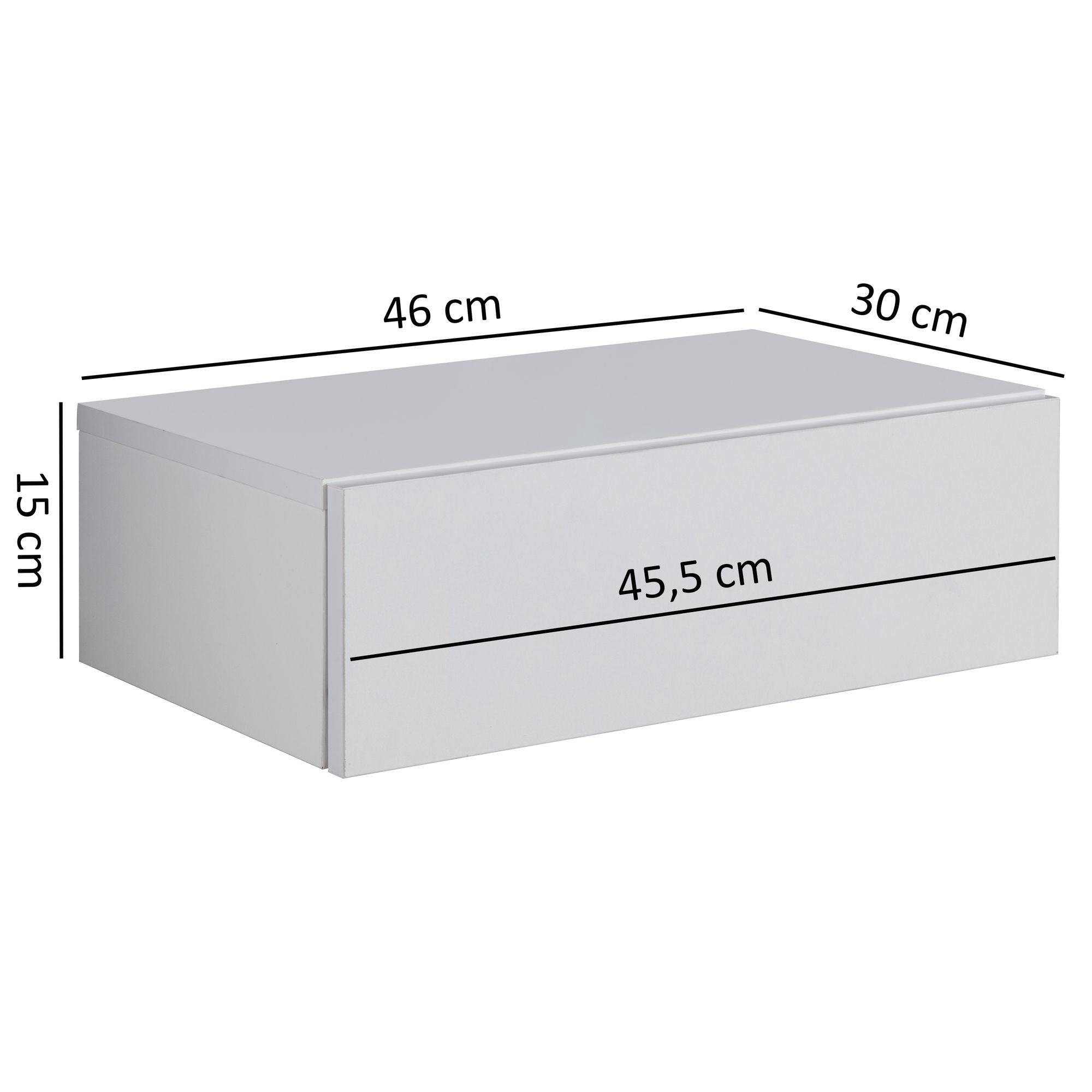 Wandregal mit Schublade Nachtkommode Nachtschrank hängend schwebend Wandboard – Ansicht 3
