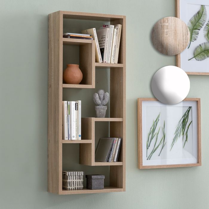 FineBuy Wandregal 36 x 90 x 13,5 cm Holz Design Hängeregal modern, Wandboard freischwebend, Holzregal Regal für die Wand, Bücherregal schmal, Dekoregal Schweberegal hoch 17089