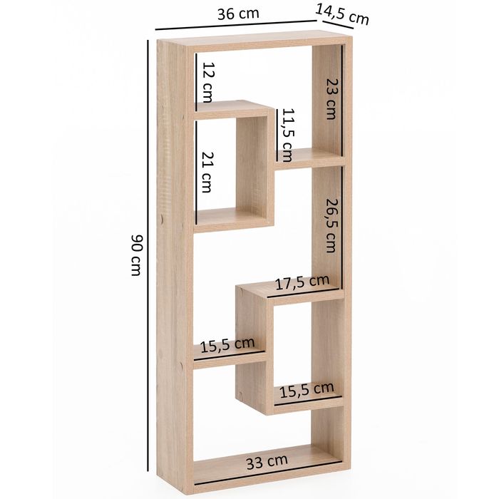 FineBuy Wandregal Hängeregal 36 x 90 x 13,5 cm Holz Wandboard Dekoregal Modern – Maßzeichnung