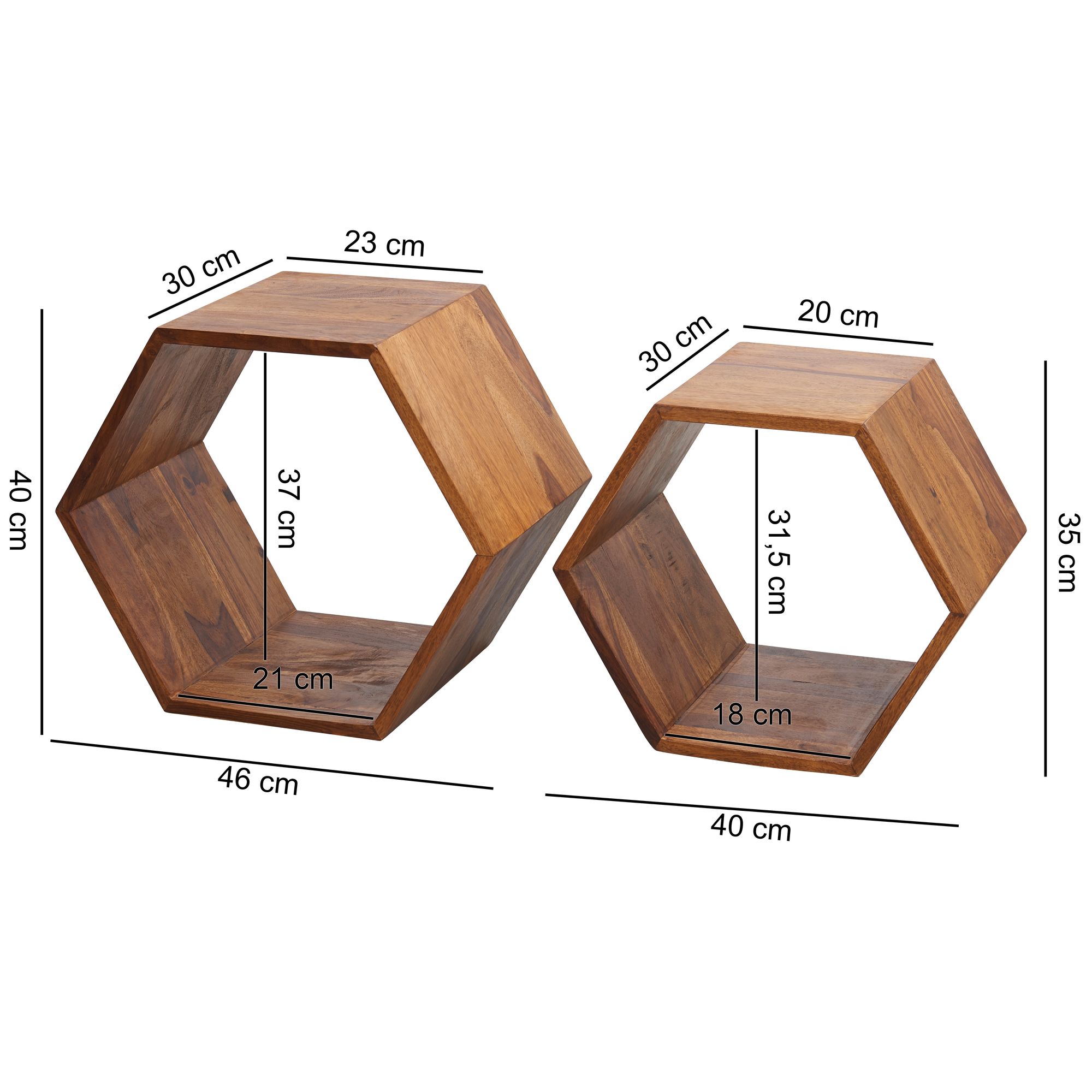 Beistelltisch 2er Set FineBuy Satztisch Wohnzimmertisch Holz Massiv Tisch Klein – Ansicht 3