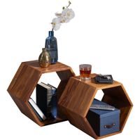 Beistelltisch 2er Set FineBuy Satztisch Wohnzimmertisch Holz Massiv Tisch Klein – Ansicht 6