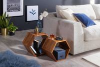 Beistelltisch 2er Set FineBuy Satztisch Wohnzimmertisch Holz Massiv Tisch Klein – Ansicht 2