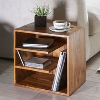 FineBuy Beistelltisch 43x43x30 cm Wohnzimmertisch Holz massiv Nachttisch – Ansicht 1