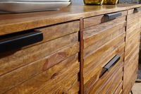 Massivholz Sideboard 160cm Sheesham Kommode mit 2 Türen & 3 Schubladen Industrial Design Metall schwarz – Ansicht 4