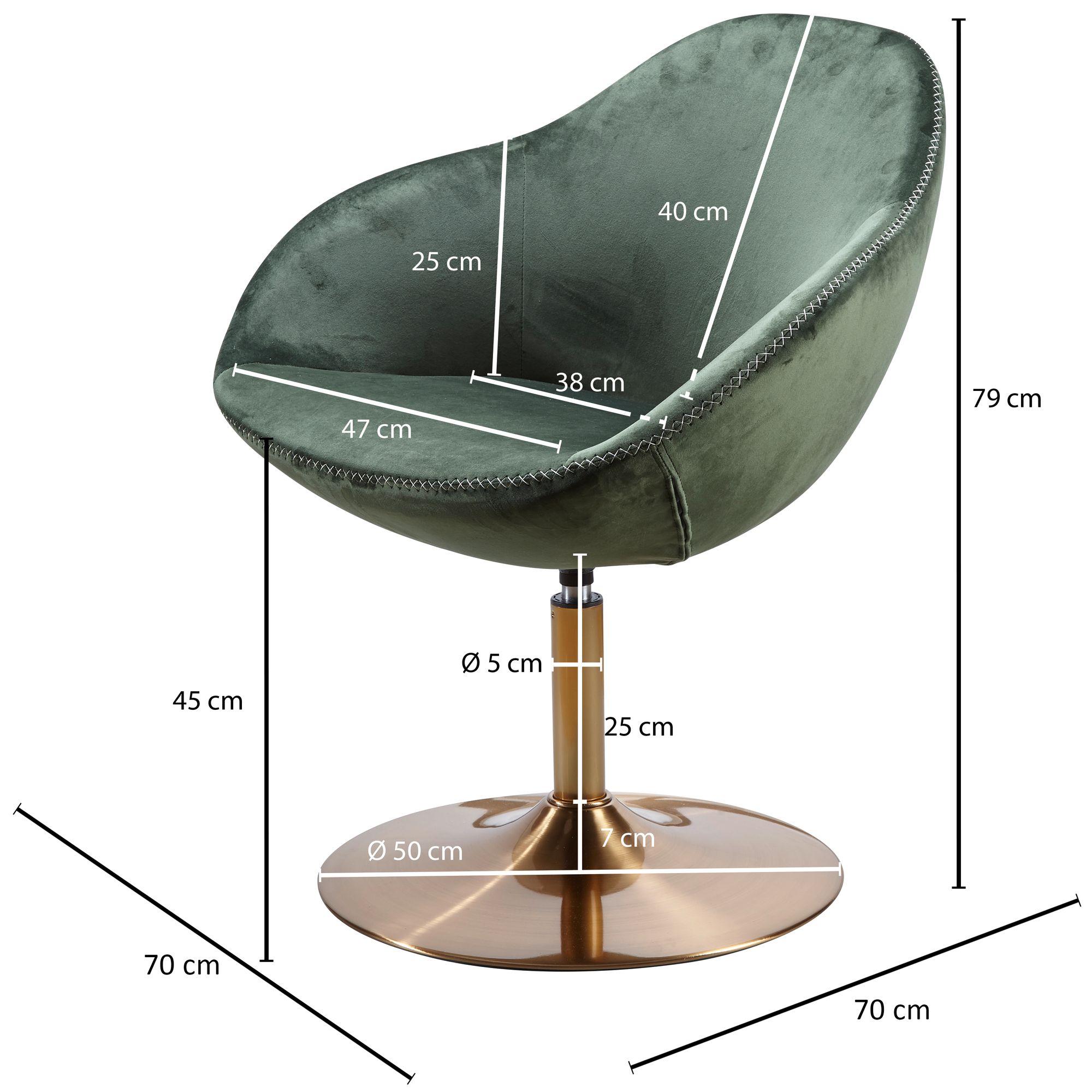 FineBuy Loungesessel SIRAN Drehstuhl Clubsessel Samt Cocktailsessel Barsessel – Ansicht 3