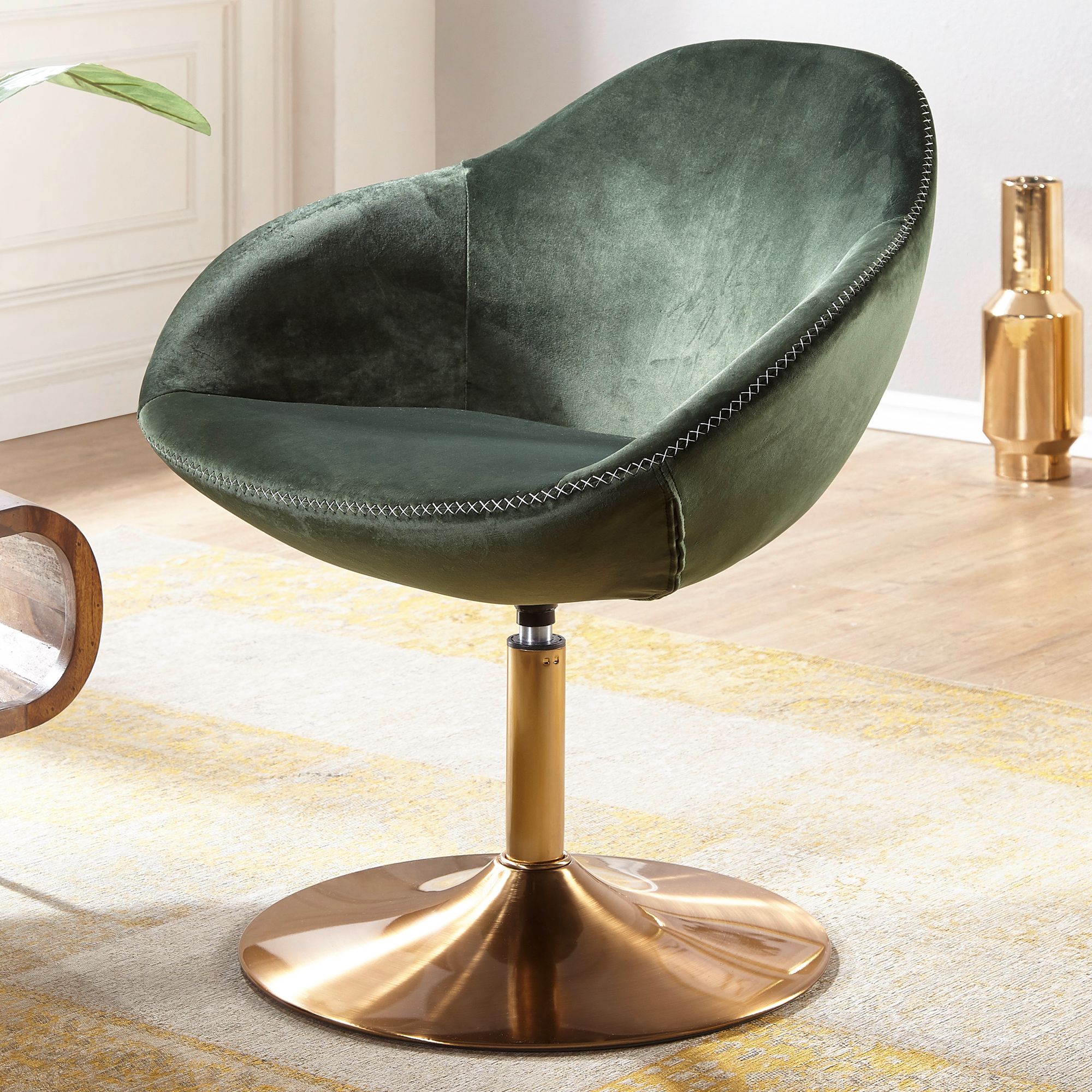 FineBuy Loungesessel SIRAN Drehstuhl Clubsessel Samt Cocktailsessel Barsessel – Ansicht 1