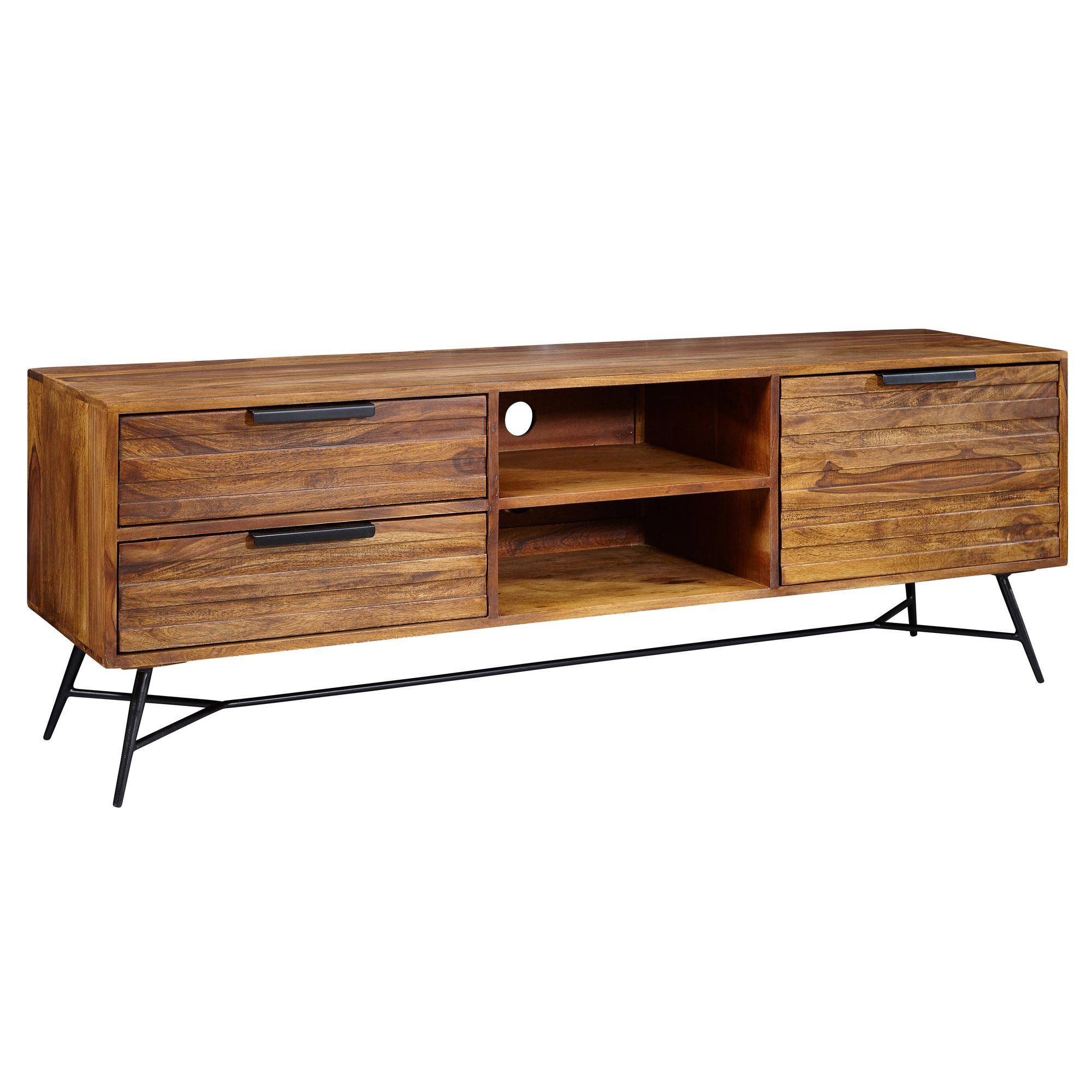 FineBuy Lowboard Sheesham Massiv Holz Hifi Board Fernsehschrank Wohnzimmer – Ansicht 6