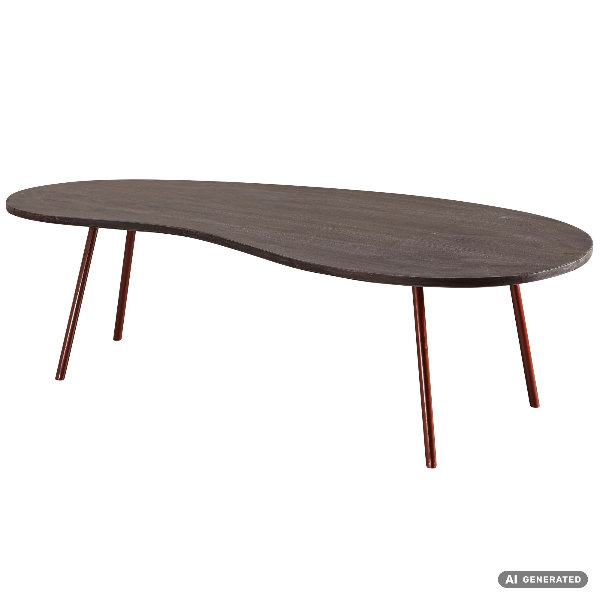 FineBuy Couchtisch Akazie Massivholz 122cm Wohnzimmertisch Retro Nierenform – Ansicht 6