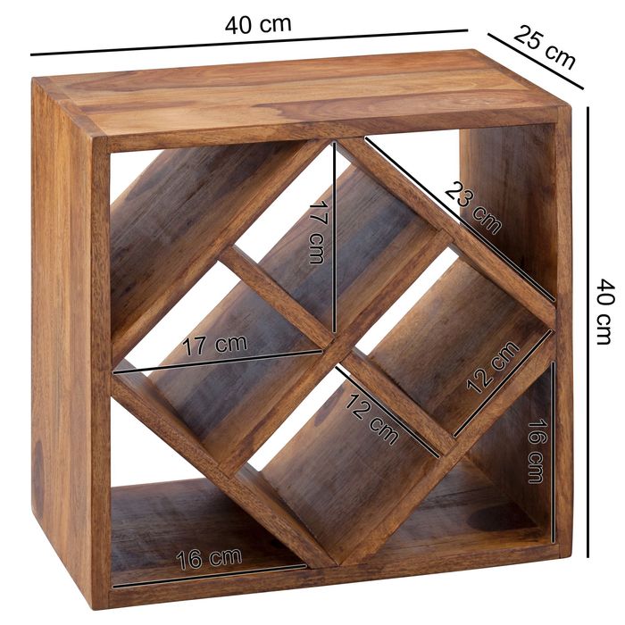 FineBuy Weinregal Flaschenregal Holz Weinflaschenhalter Holzregal 8 Flaschen – Maßzeichnung