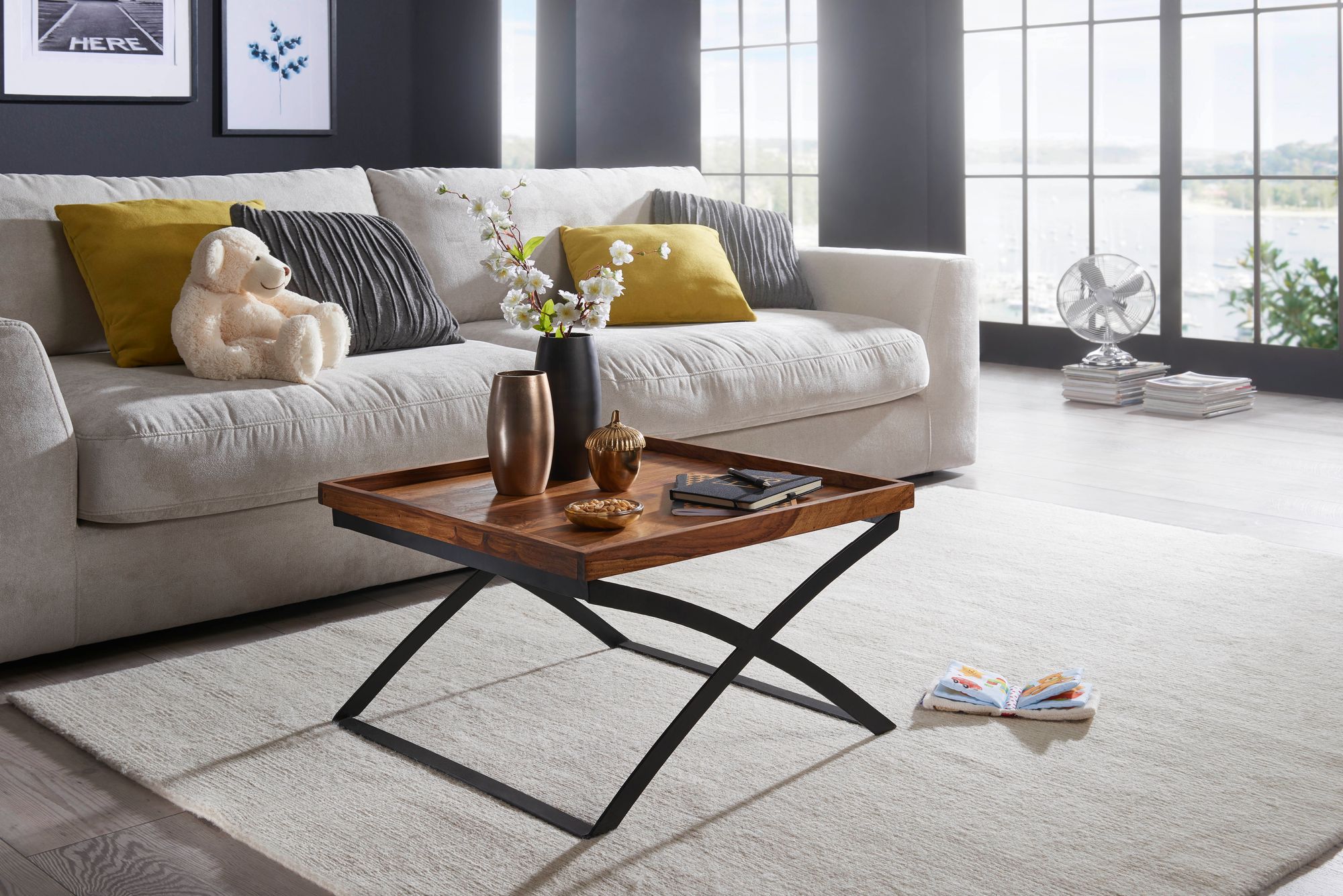 FineBuy Couchtisch FB50967 Wohnzimmer Tisch Holz massiv Sofatisch Beistelltisch – Ansicht 2
