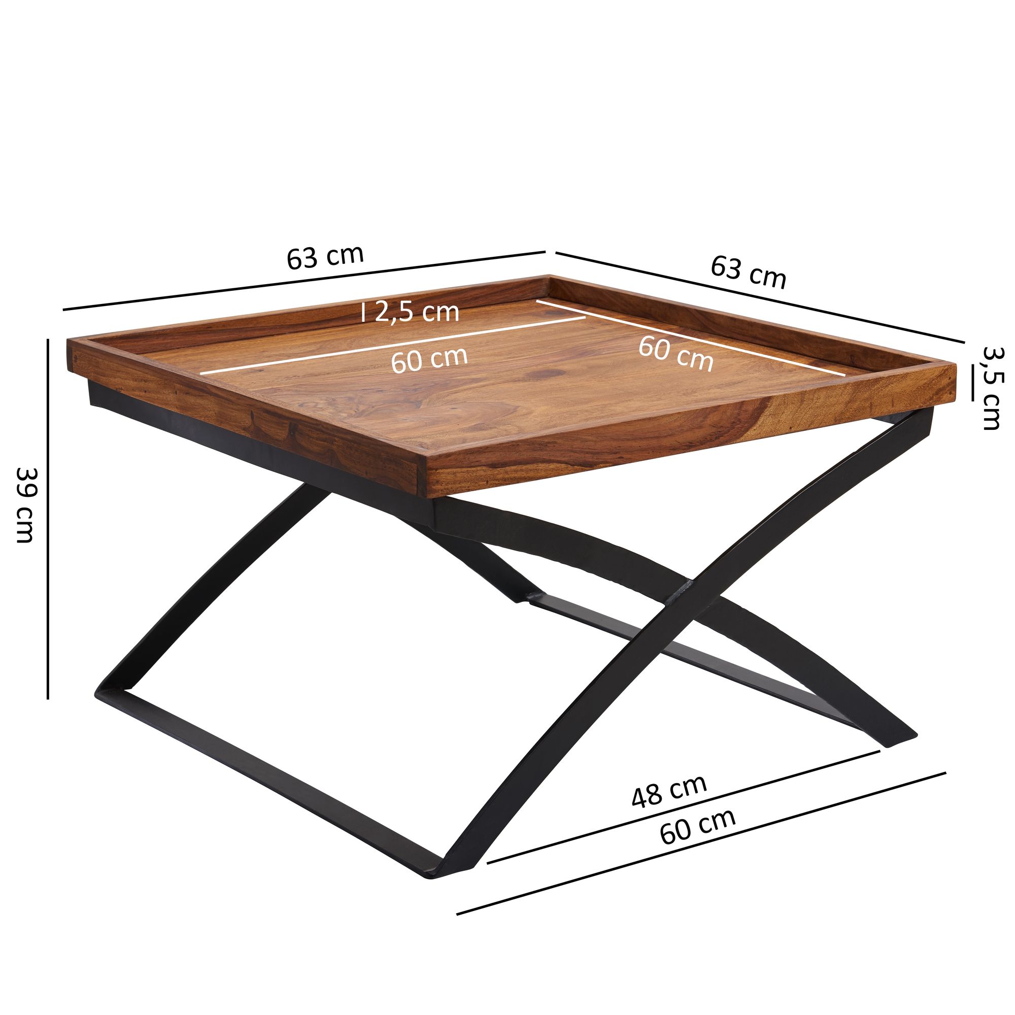 FineBuy Couchtisch FB50967 Wohnzimmer Tisch Holz massiv Sofatisch Beistelltisch – Ansicht 3