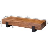 FineBuy Couchtisch Sheesham Massivholz rechteckig 115cm Block Wohnzimmertisch – Ansicht 3