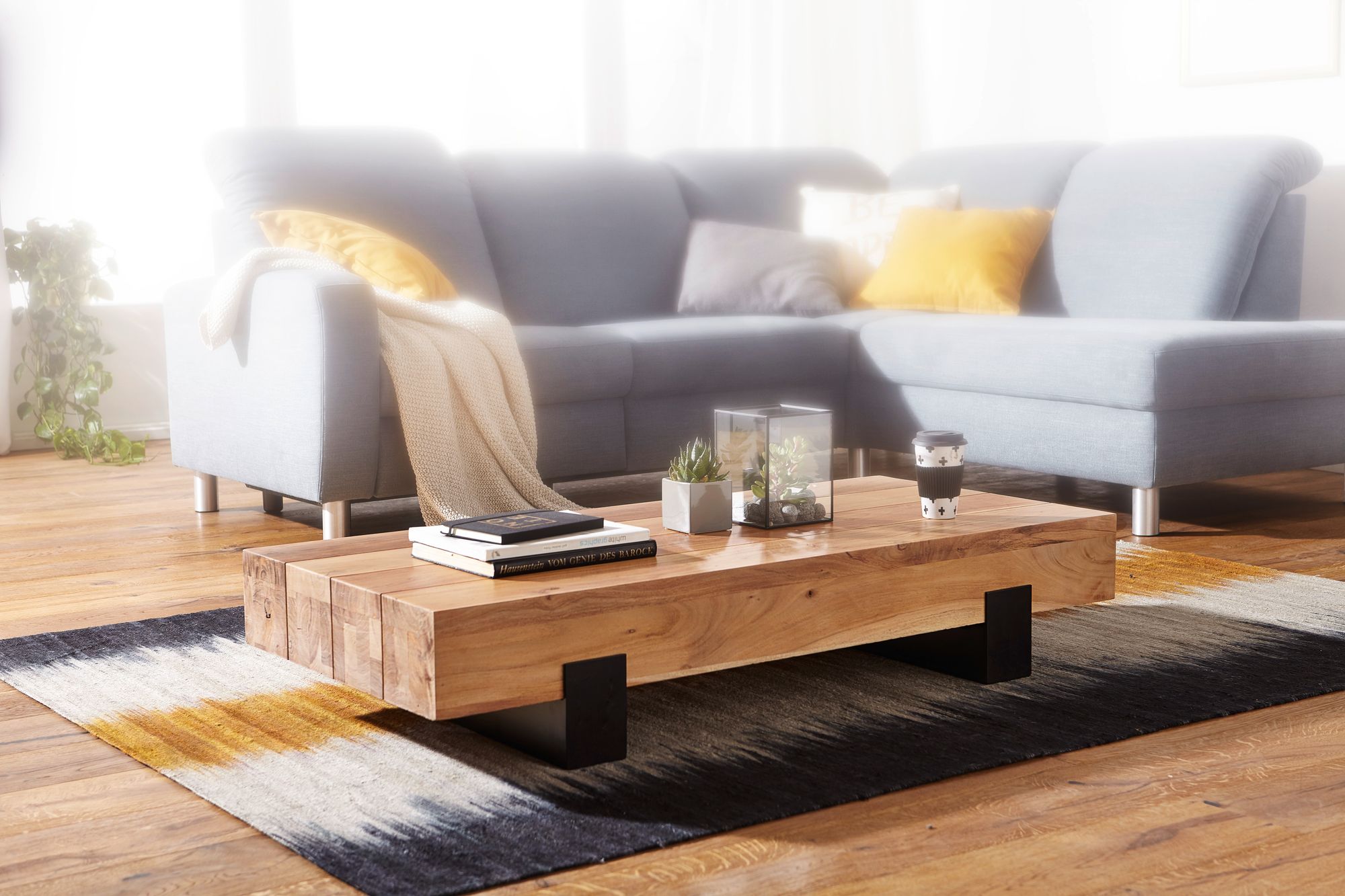 FineBuy Couchtisch Wohnzimmertisch Massivholz Sofatisch Massiv Wohnzimmer Tisch – Ansicht 2