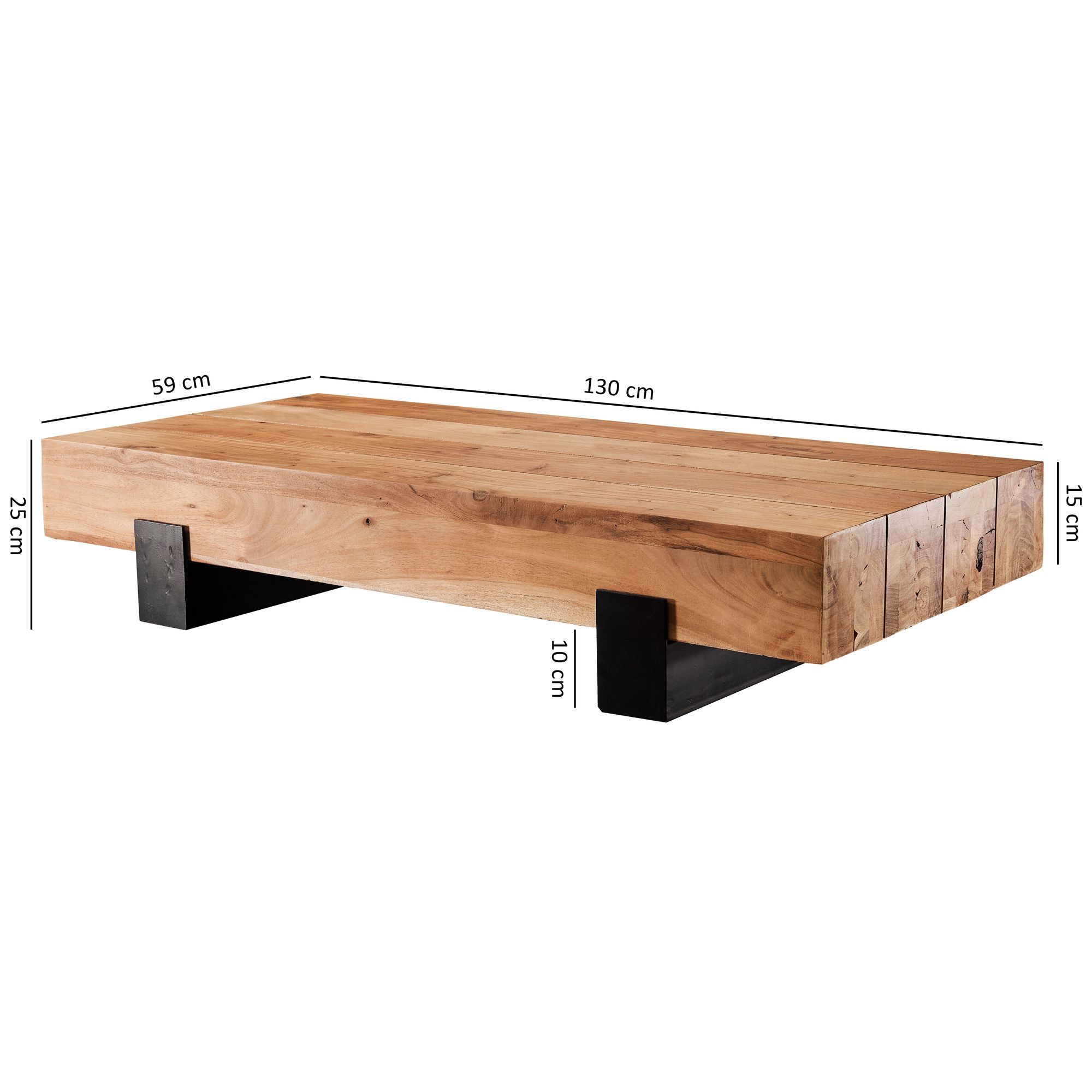 FineBuy Couchtisch Wohnzimmertisch Massivholz Sofatisch Massiv Wohnzimmer Tisch – Ansicht 3