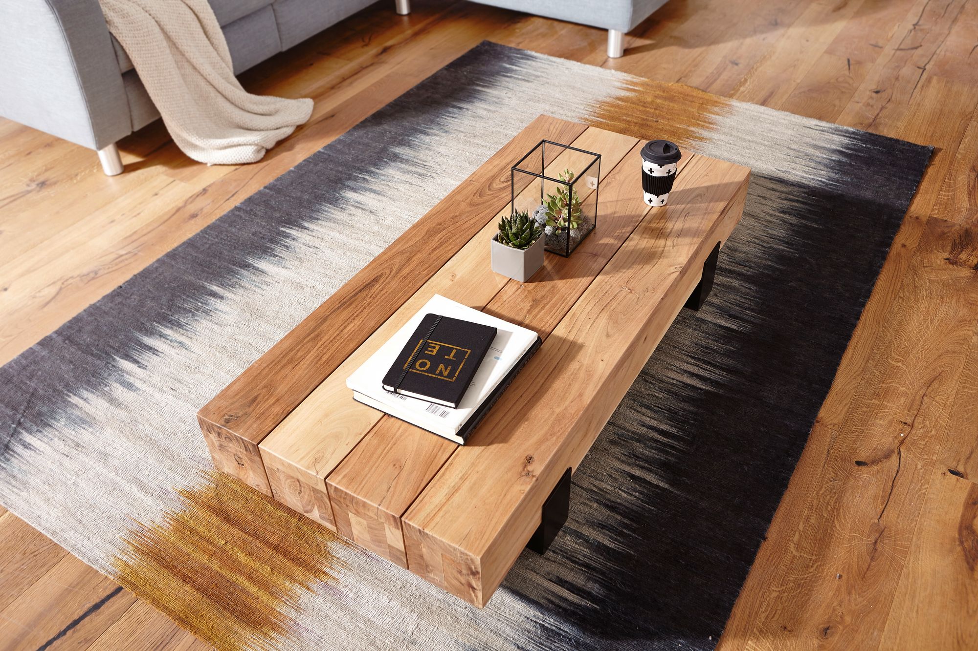 FineBuy Couchtisch Wohnzimmertisch Massivholz Sofatisch Massiv Wohnzimmer Tisch – Ansicht 4