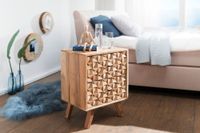 Nachttisch Akazie Massiv Nachtkonsole Boxspringbett Nachtkästchen 2 Schubladen – Ansicht 4