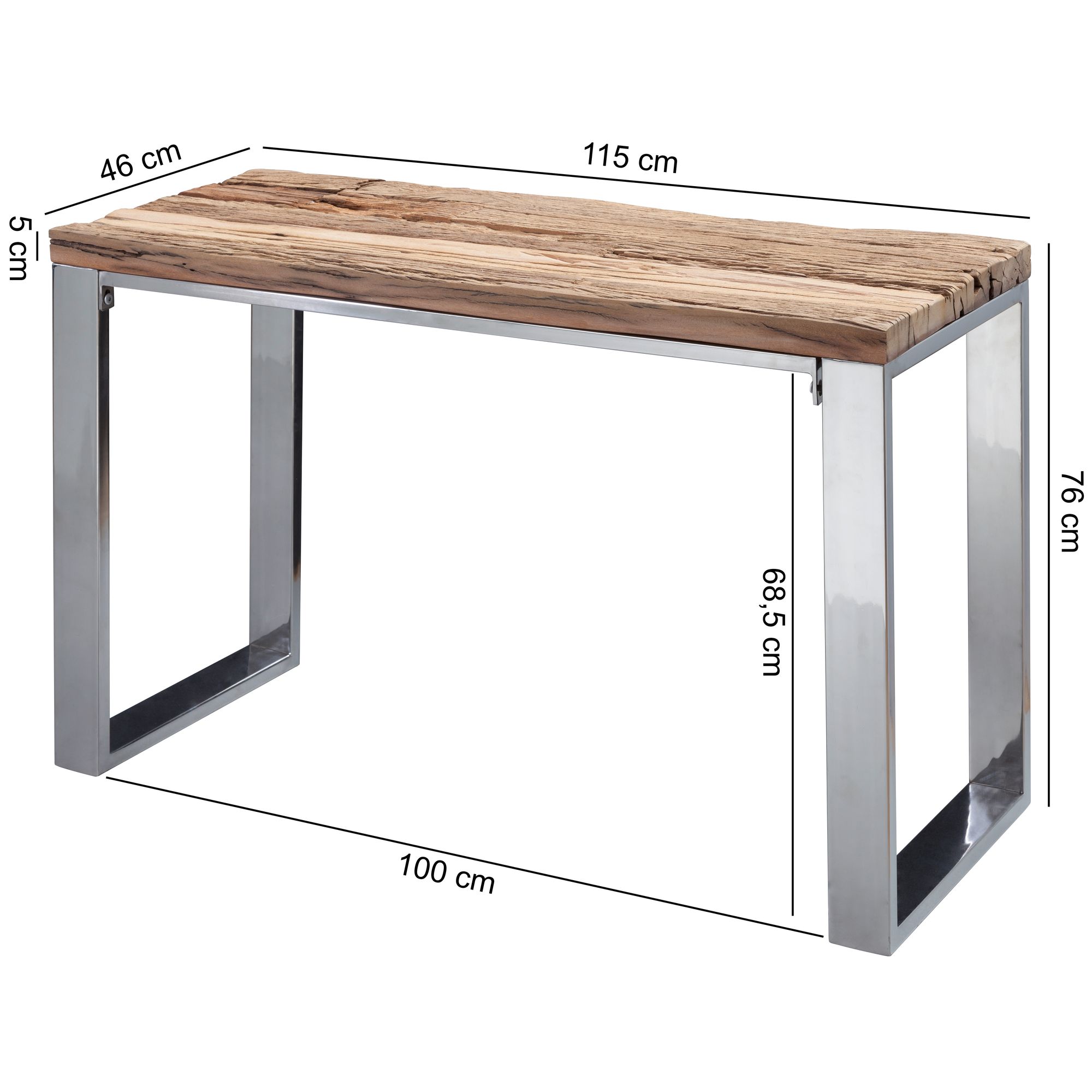 FineBuy Konsolentisch 115 cm Anrichte Konsole Industrial Massiv Laptoptisch – Ansicht 3