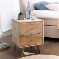 Nachtkonsole Massivholz 2 Schubladen Nachttisch Boxspringbetten Nachtkästchen – Ansicht 1