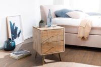 Nachtkonsole Massivholz 2 Schubladen Nachttisch Boxspringbetten Nachtkästchen – Ansicht 2