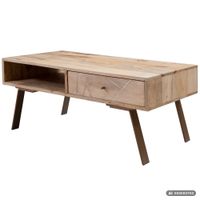 Couchtisch Massivholz rechteckig 95cm Wohnzimmertisch Schublade & Ablagefach – Ansicht 6