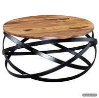 FineBuy Couchtisch MANUR Sheesham Massivholz rund Ø 60 cm Wohnzimmertisch Metall – Ansicht 6