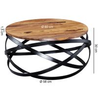 FineBuy Couchtisch MANUR Sheesham Massivholz rund Ø 60 cm Wohnzimmertisch Metall – Ansicht 3