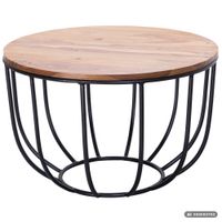 FineBuy Couchtisch Sheesham rund Ø 60 cm Wohnzimmertisch Metallgestell – Ansicht 6