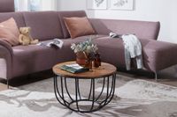FineBuy Couchtisch Sheesham rund Ø 60 cm Wohnzimmertisch Metallgestell – Ansicht 2