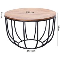 FineBuy Couchtisch Sheesham rund Ø 60 cm Wohnzimmertisch Metallgestell – Ansicht 3