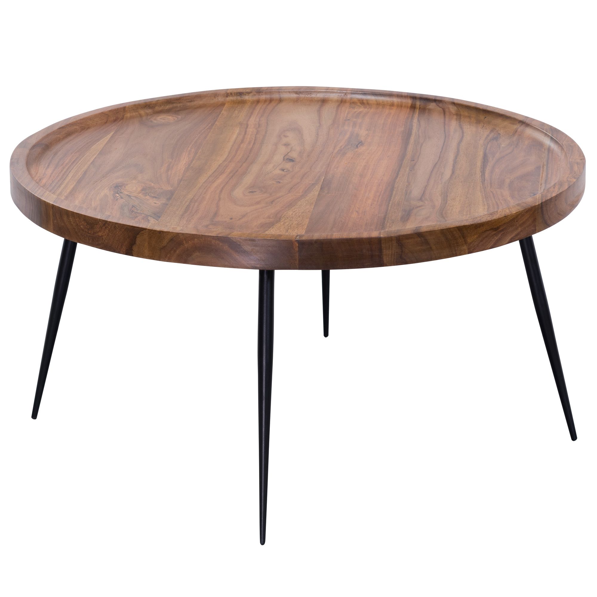 FineBuy Couchtisch Sheesham Massivholz rund Ø 75 cm Wohnzimmertisch Metall Retro – Ansicht 6