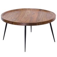 FineBuy Couchtisch Sheesham Massivholz rund Ø 75 cm Wohnzimmertisch Metall Retro – Ansicht 6
