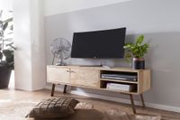 Massives TV-Board 145cm Mango Massivholz hell Fernsehschrank mit 2 Türen & Ablage Lowboard – Ansicht 5